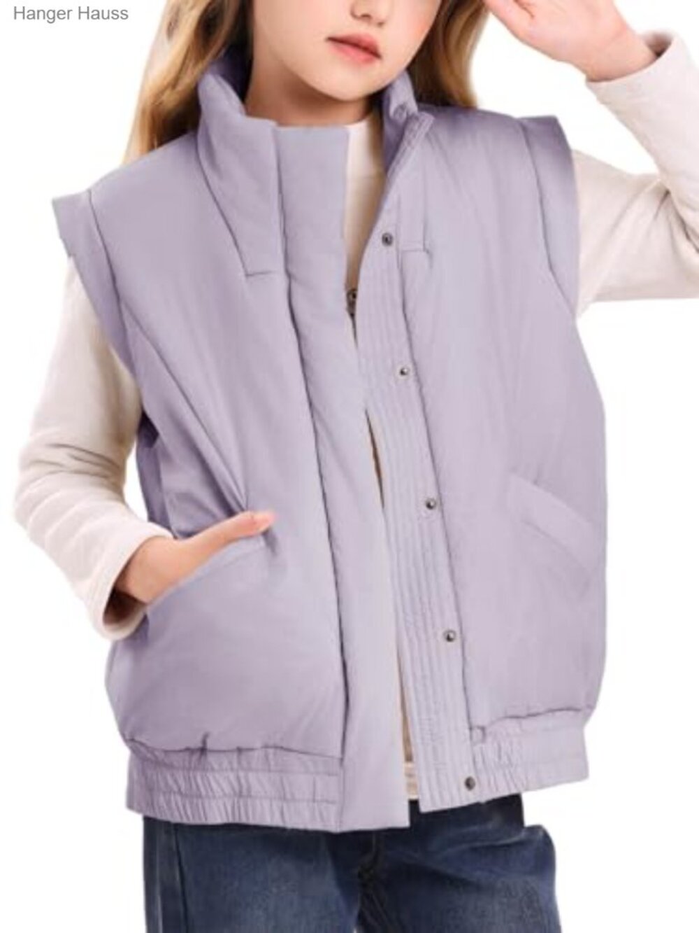Girls Quilted Puffer Vest Sleeveless Button Water Resistant Warm Outerwear